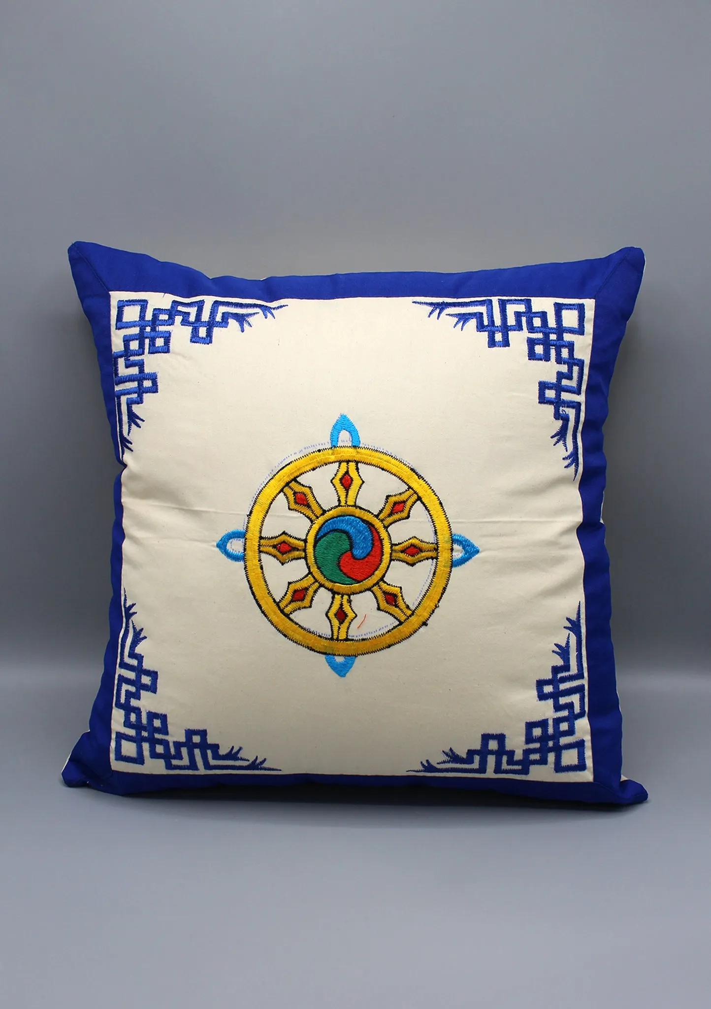 Hand Embroidered Wheel of Life Cotton Cushion Cover