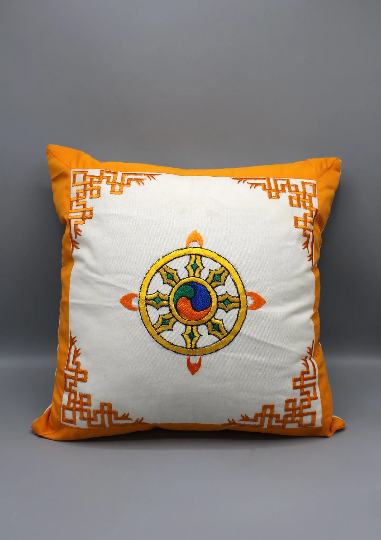 Hand Embroidered Wheel of Life Cotton Cushion Cover