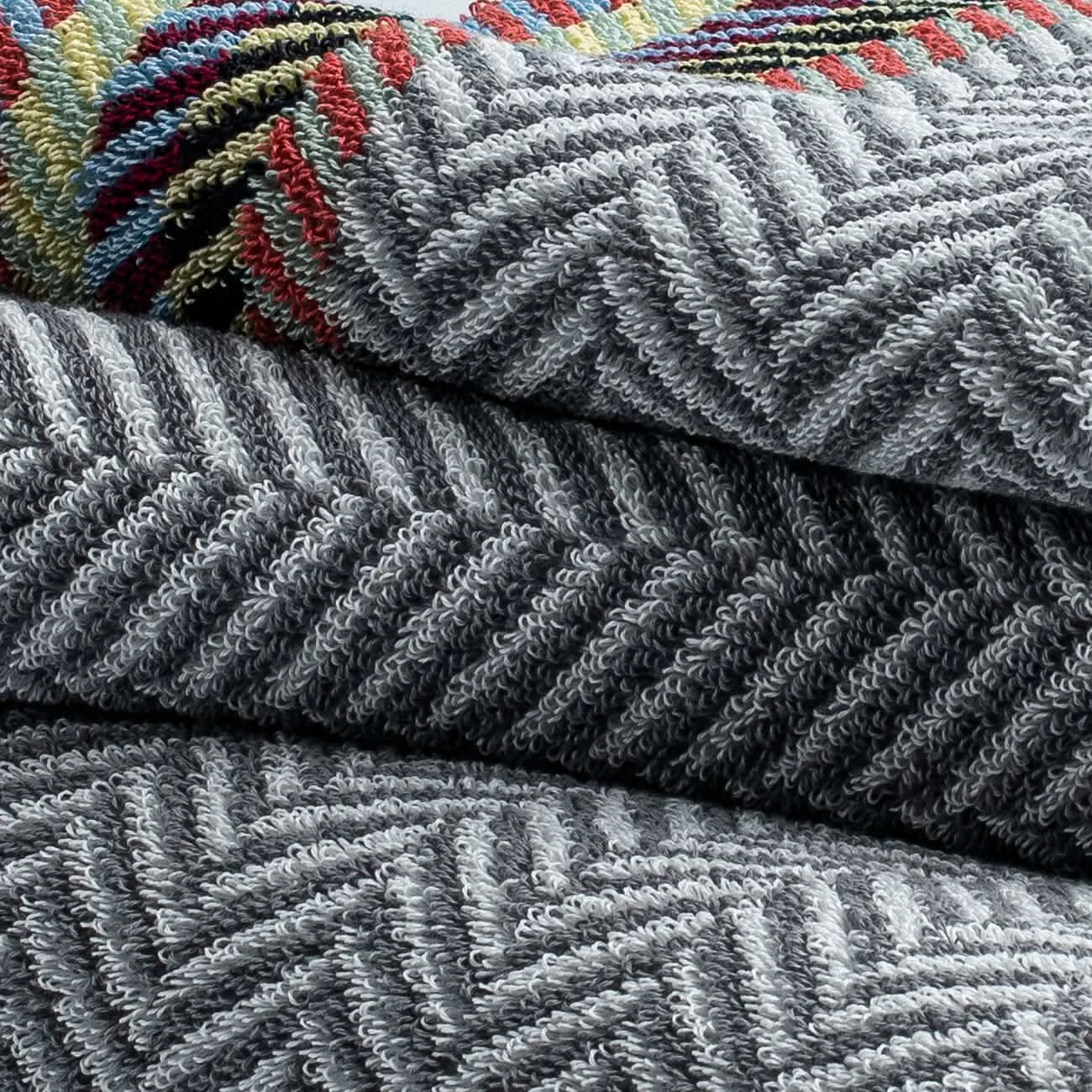 Herringbone Silver Gray Multi-Color