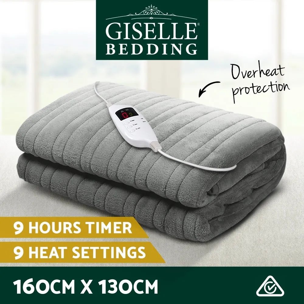 High-Density Fleece Heated Throw Rug, 12-Hour Timer - Giselle Bedding