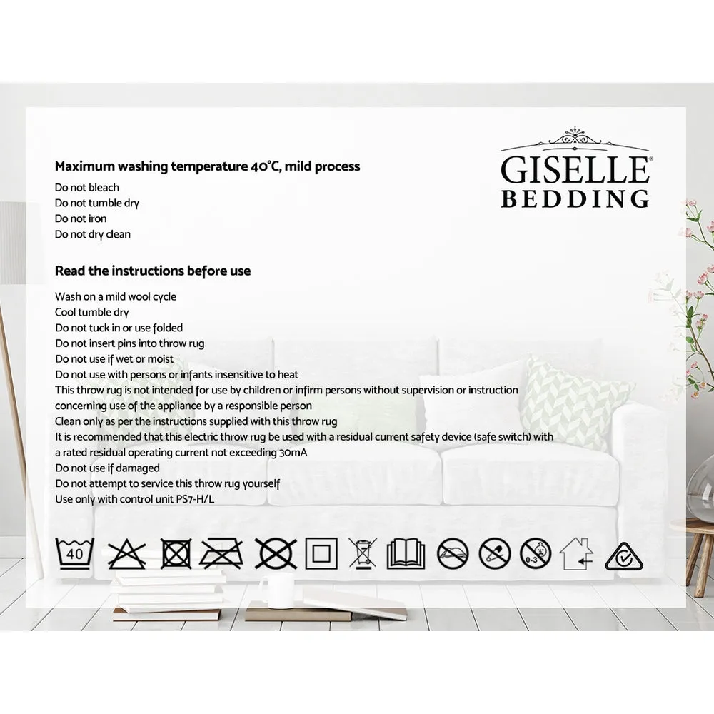 High-Density Fleece Heated Throw Rug, 12-Hour Timer - Giselle Bedding