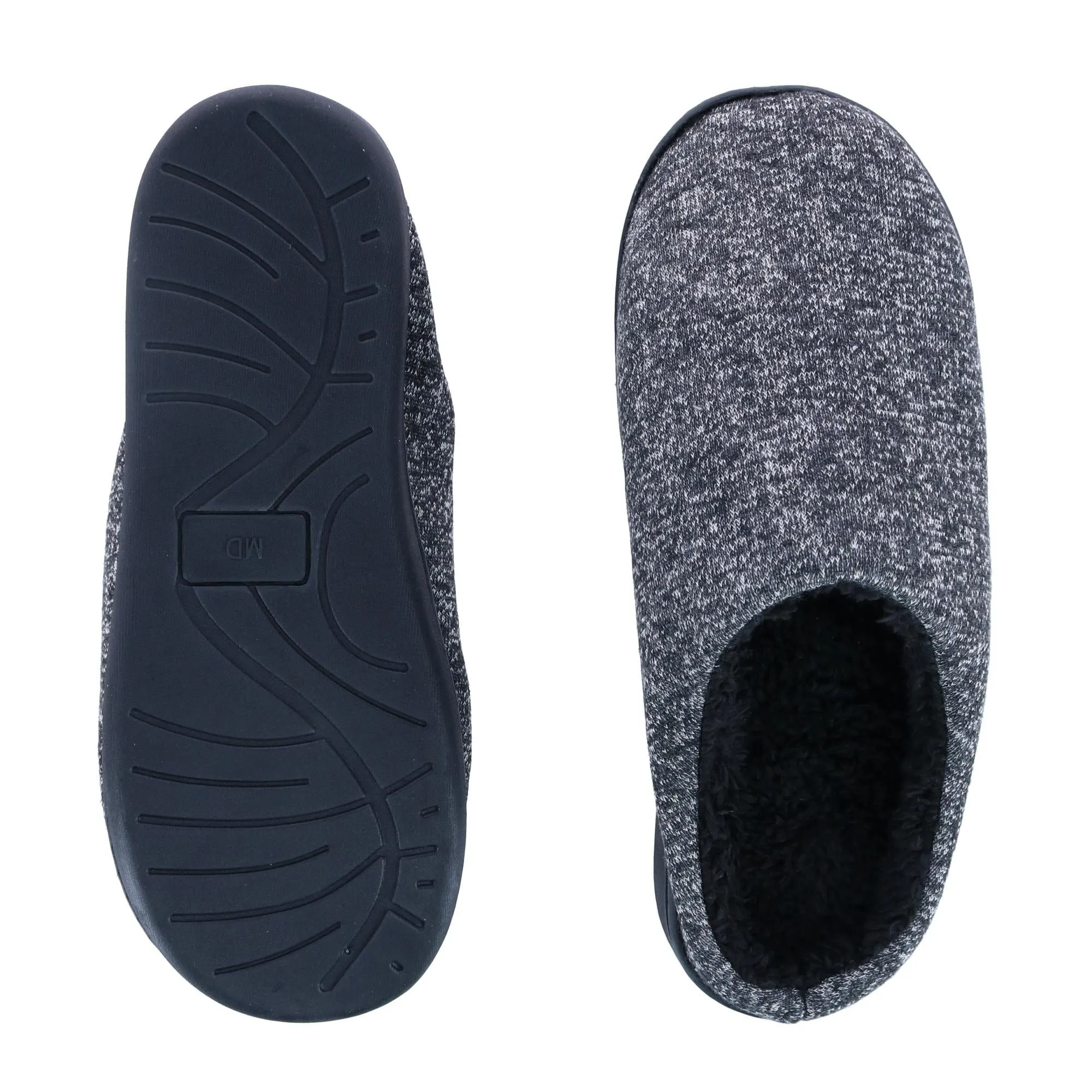 Isotoner Men's Heathered Knit Hoodback Slipper