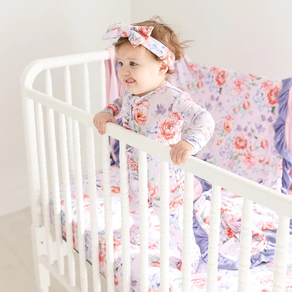 Joaquina & Spring Pink Pinstripe Ruffled Luxe Patoo® Blanket