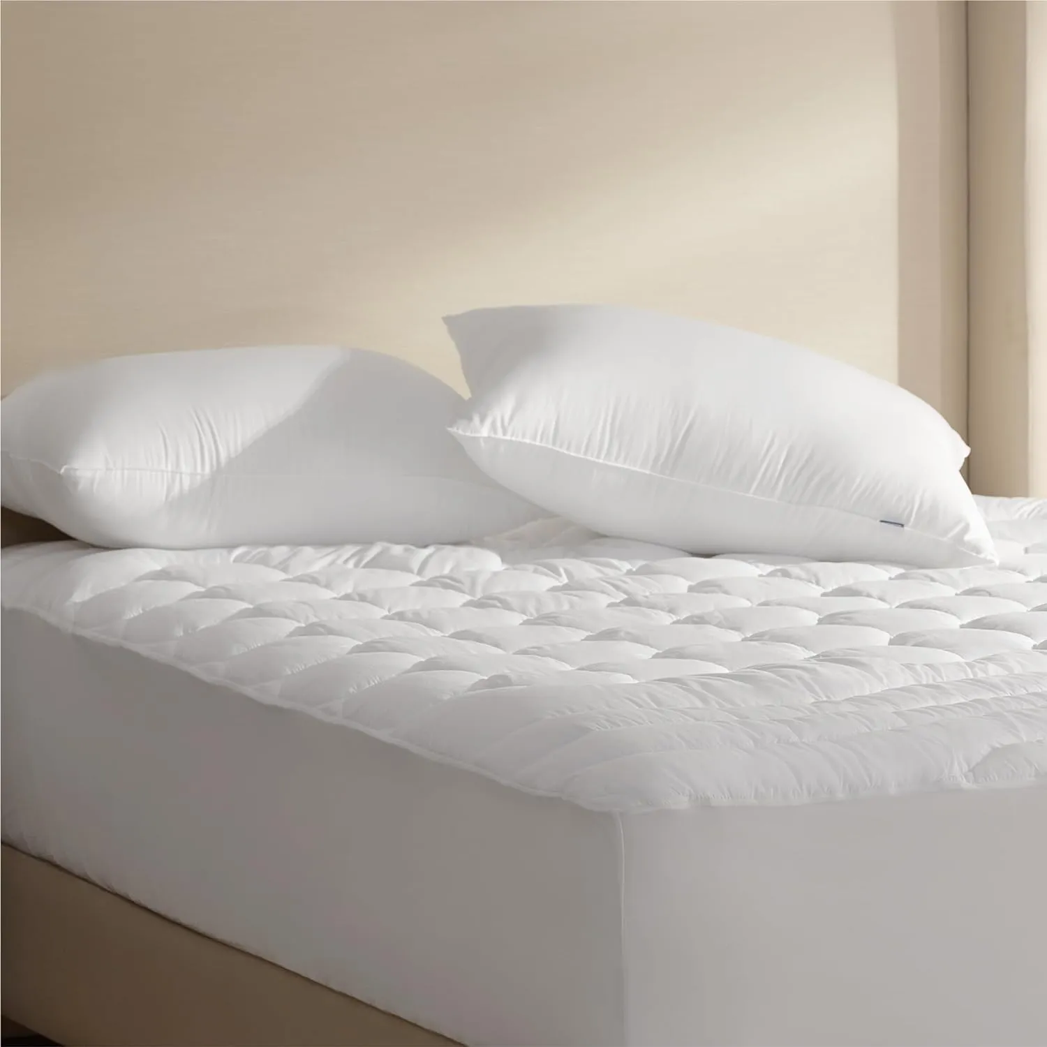 JY Reliance Microfiber Feeling Satin Stripe White Fabric Bed Pillow for Sleeping (Pack of 2)