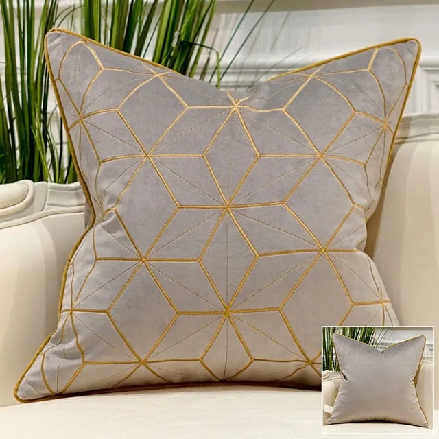 Luxury Blue Cushion Covers Decorative Pillow Cases Appliqu