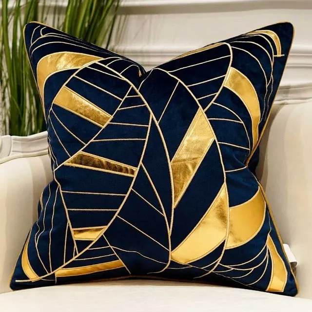 Luxury Blue Cushion Covers Decorative Pillow Cases Appliqu