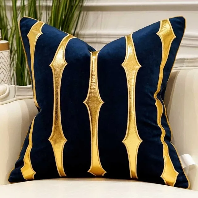 Luxury Blue Cushion Covers Decorative Pillow Cases Appliqu