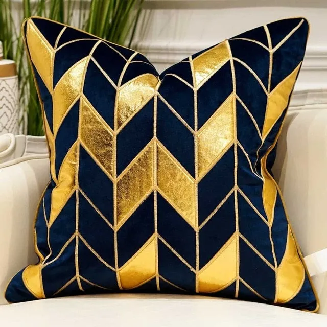 Luxury Blue Cushion Covers Decorative Pillow Cases Appliqu