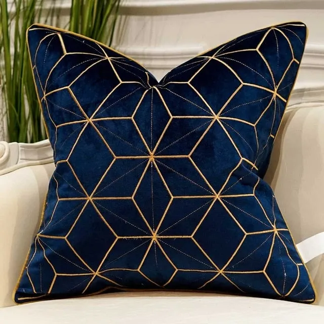 Luxury Blue Cushion Covers Decorative Pillow Cases Appliqu