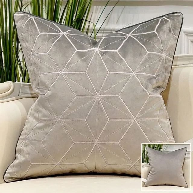 Luxury Blue Cushion Covers Decorative Pillow Cases Appliqu