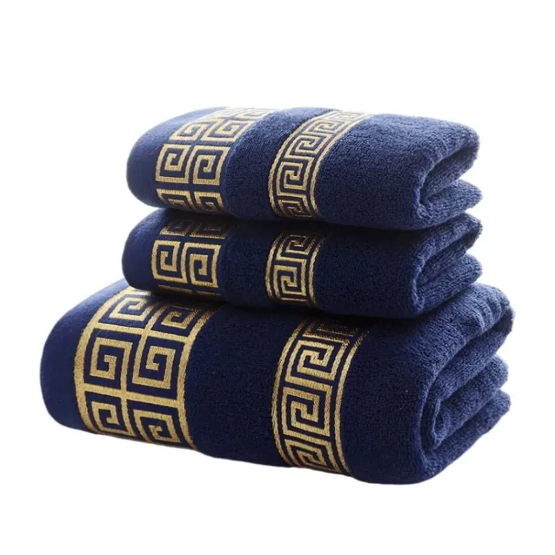 Luxury Cotton Towel Set - 2 Hand & Face Towels, 1 Big Bath Towel