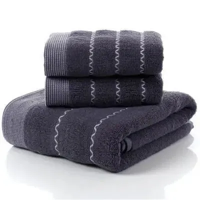 Luxury Cotton Towel Set - 2 Hand & Face Towels, 1 Big Bath Towel