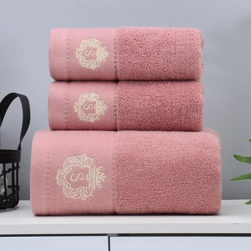 Luxury Cotton Towel Set - 2 Hand & Face Towels, 1 Big Bath Towel