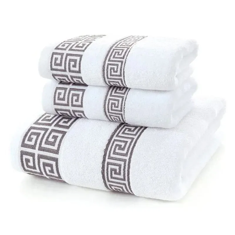 Luxury Cotton Towel Set - 2 Hand & Face Towels, 1 Big Bath Towel