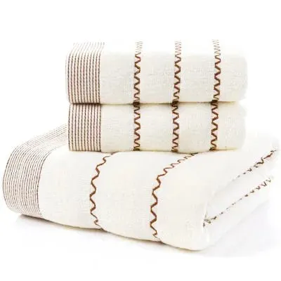 Luxury Cotton Towel Set - 2 Hand & Face Towels, 1 Big Bath Towel