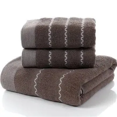 Luxury Cotton Towel Set - 2 Hand & Face Towels, 1 Big Bath Towel