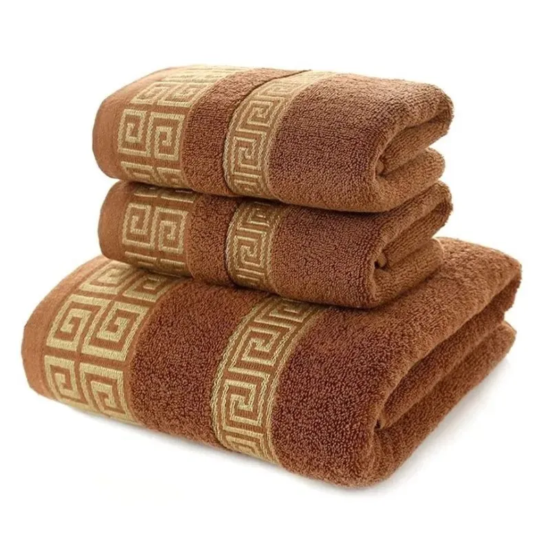 Luxury Cotton Towel Set - 2 Hand & Face Towels, 1 Big Bath Towel