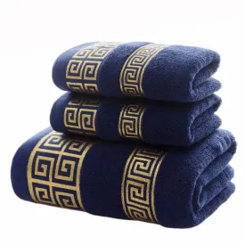 Luxury Cotton Towel Set - 2 Hand & Face Towels, 1 Big Bath Towel