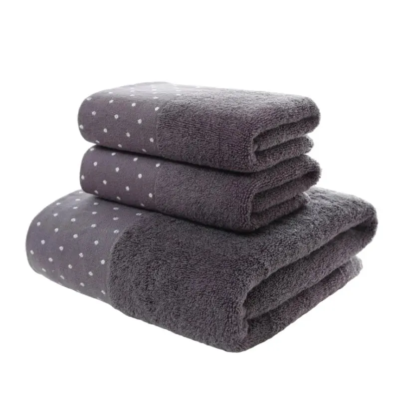 Luxury Cotton Towel Set - 2 Hand & Face Towels, 1 Big Bath Towel