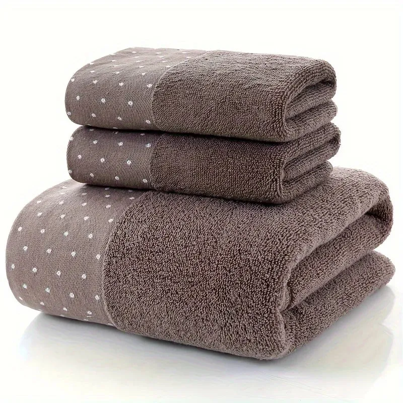 Luxury Cotton Towel Set - 2 Hand & Face Towels, 1 Big Bath Towel