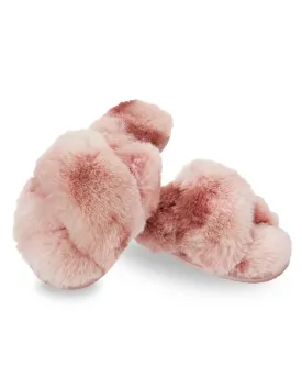 Me Moi Pink Criss Cross Josephine Plush Slippers