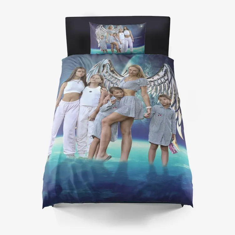 Microfiber Duvet Cover and Pillow Cases - Oxana Family Reaching for the Stars