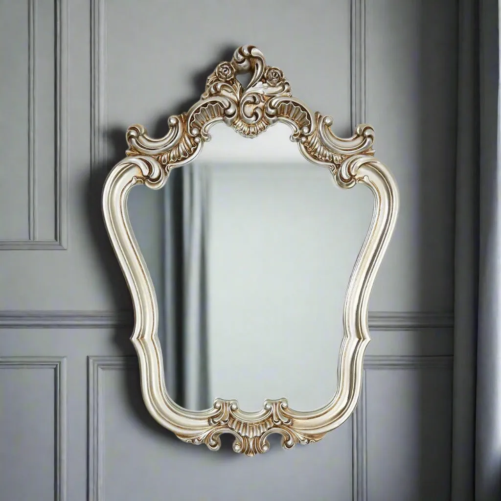 Ornate Silver Crest Mirror 102 cm