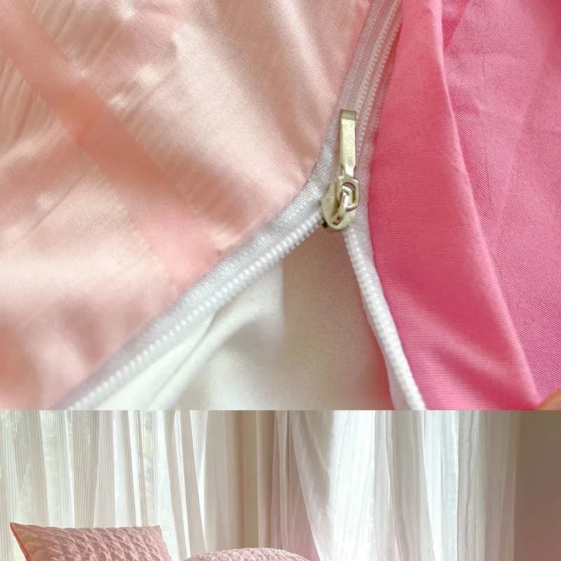 Pastel Color Korean INS Seersucker Duvet Bedding Set