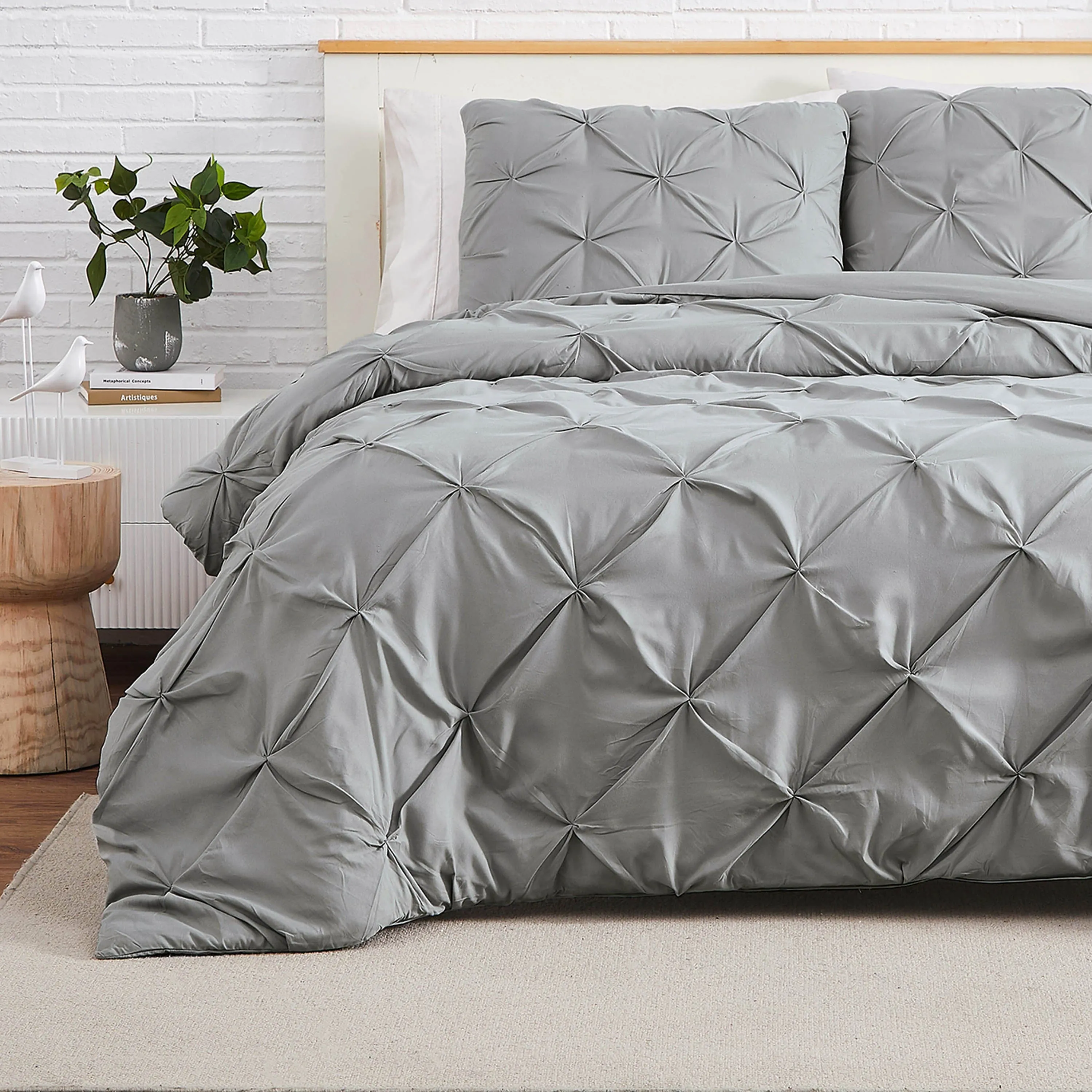 Pintuck Pinch Pleated Duvet Cover Set