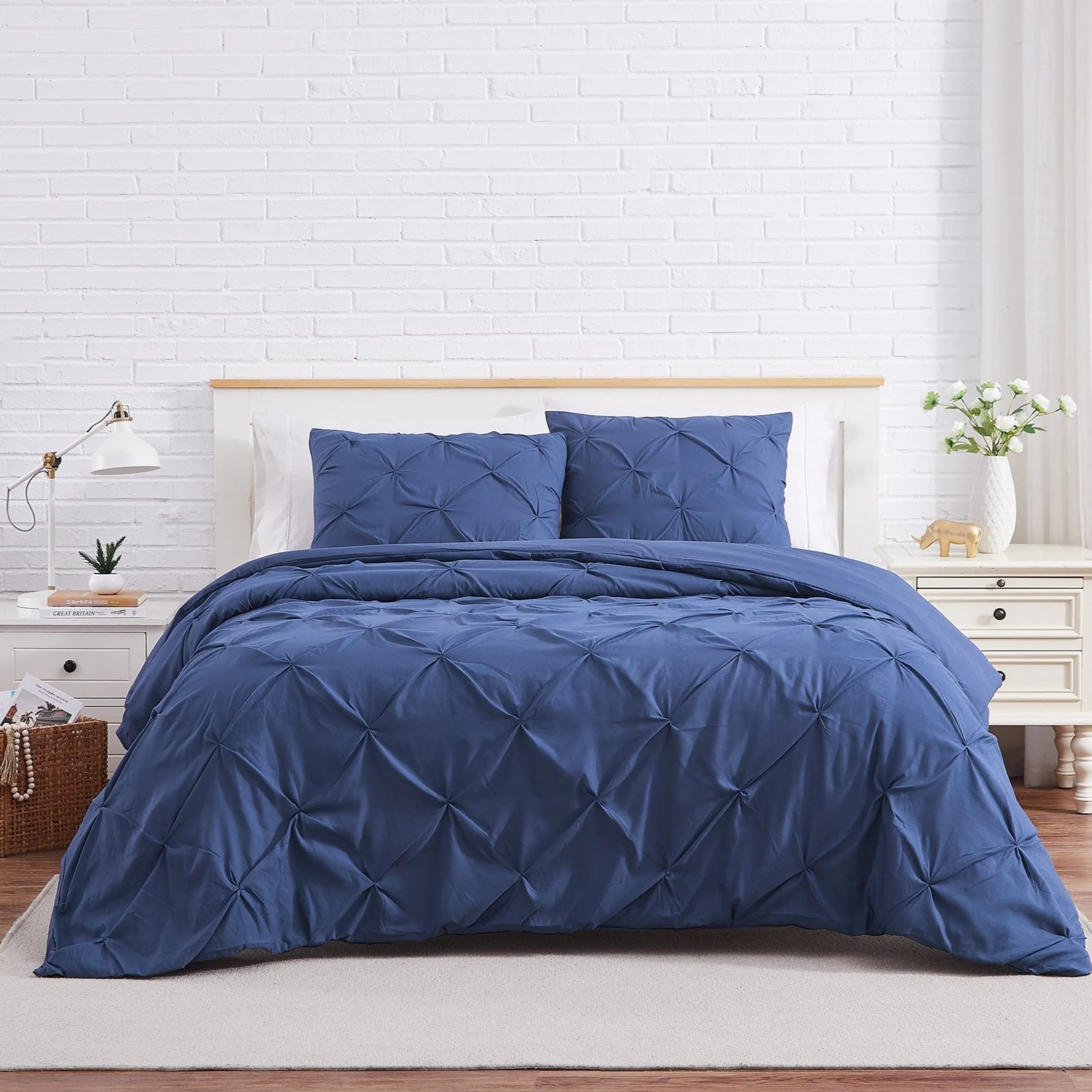 Pintuck Pinch Pleated Duvet Cover Set