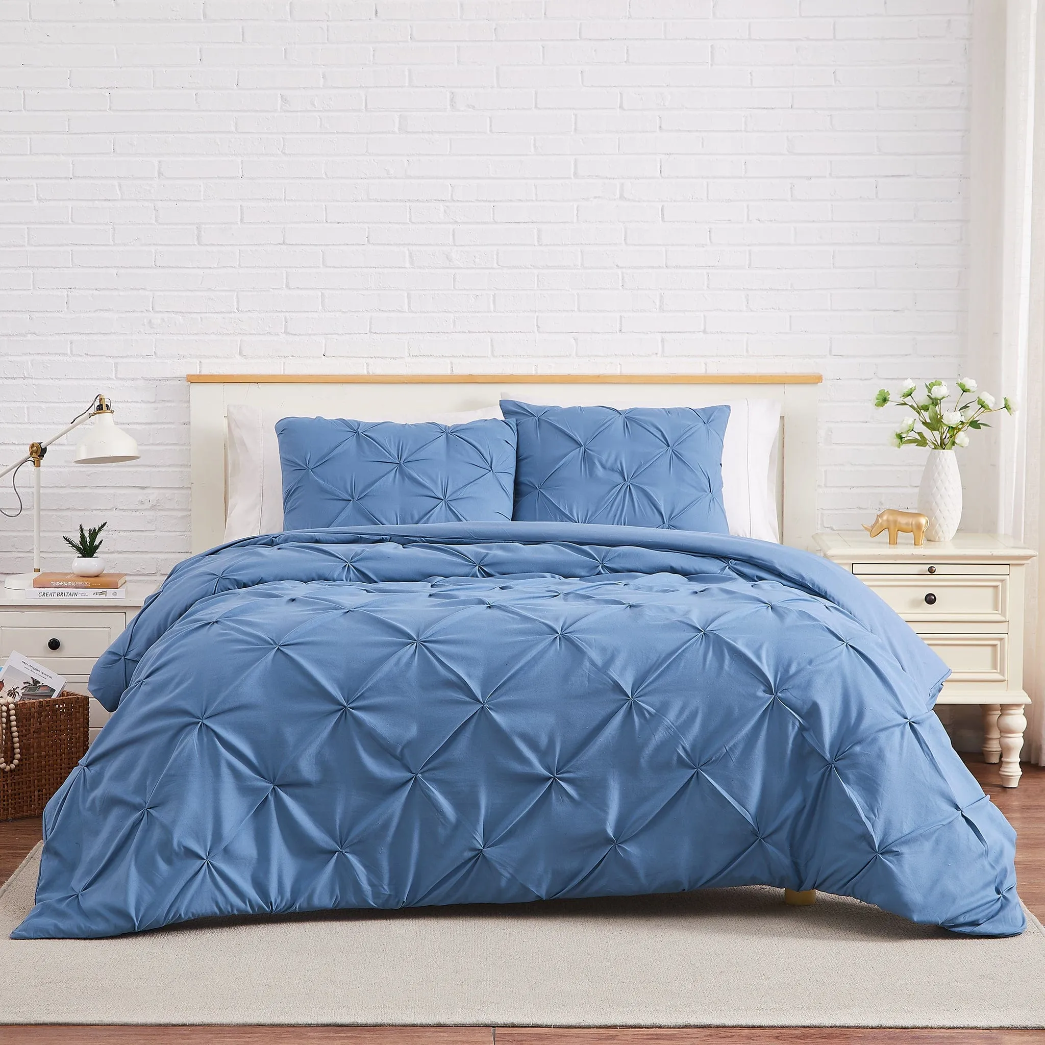 Pintuck Pinch Pleated Duvet Cover Set