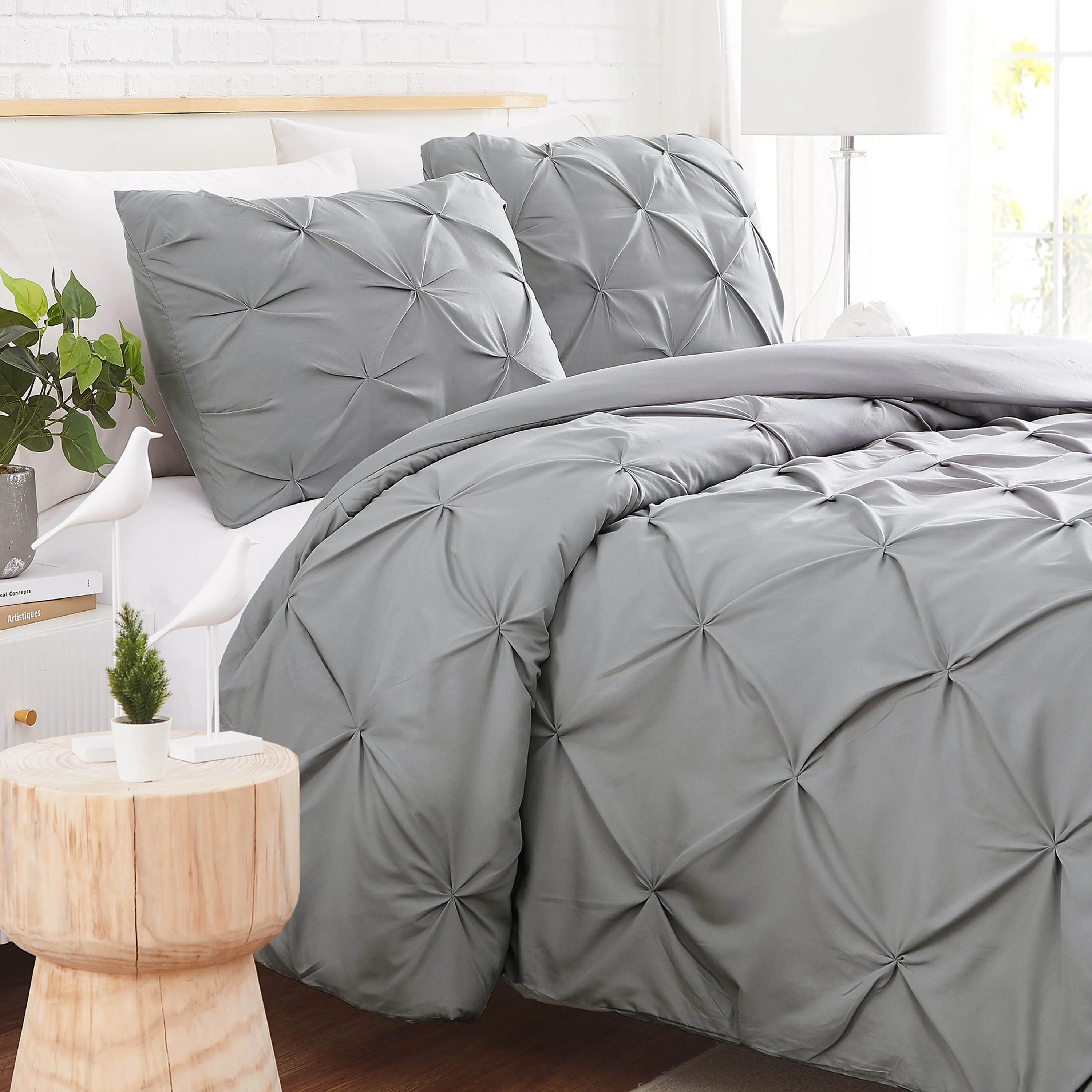 Pintuck Pinch Pleated Duvet Cover Set