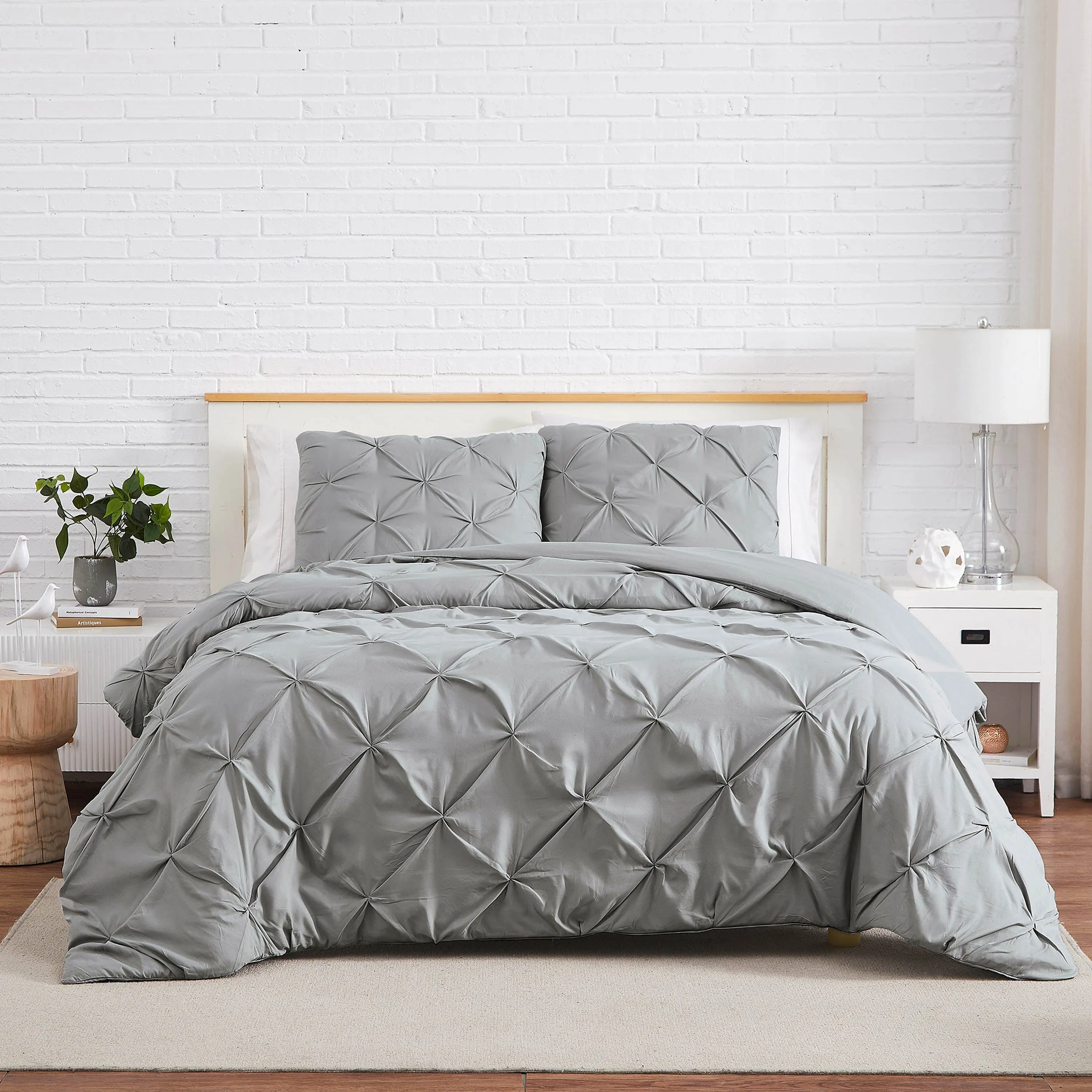 Pintuck Pinch Pleated Duvet Cover Set