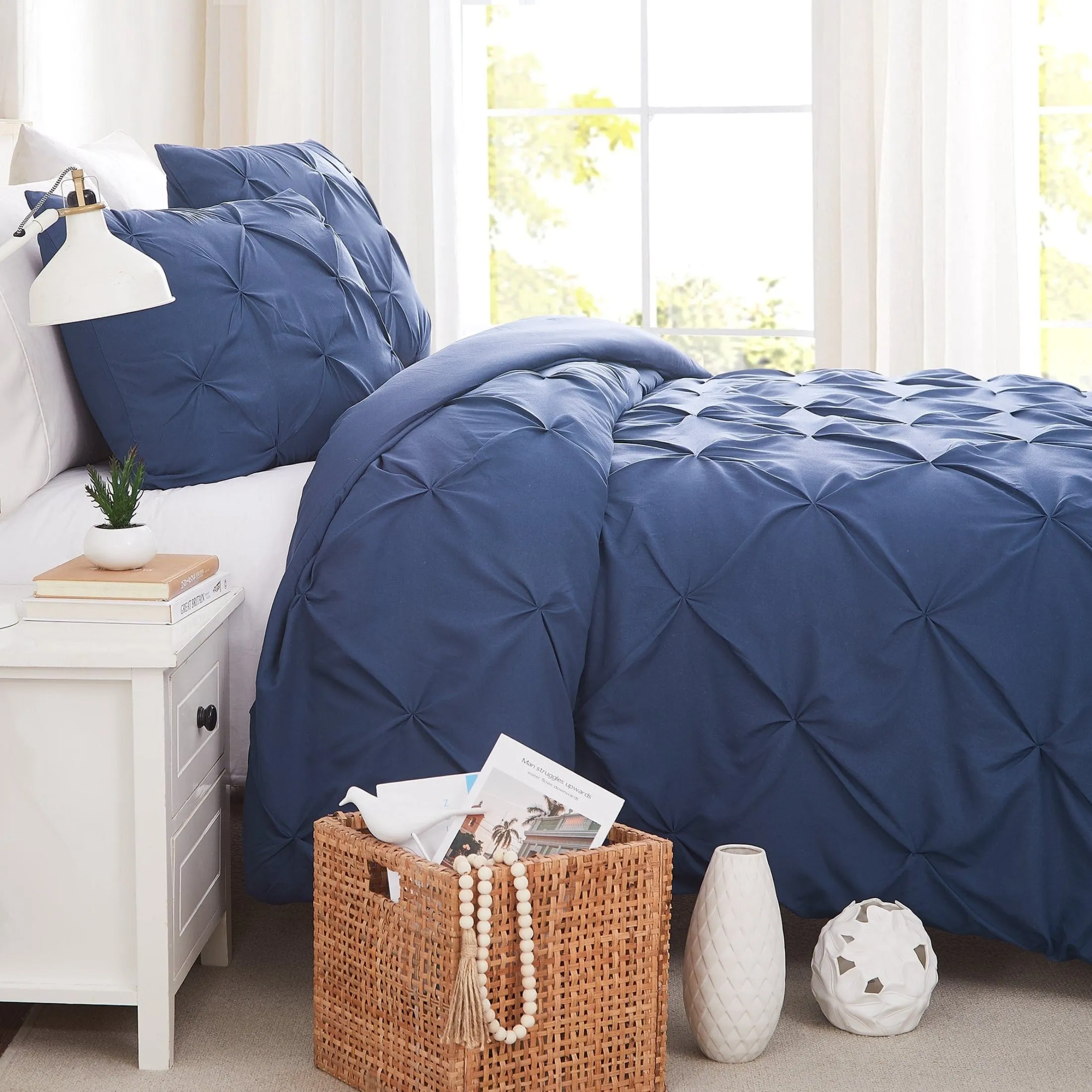 Pintuck Pinch Pleated Duvet Cover Set