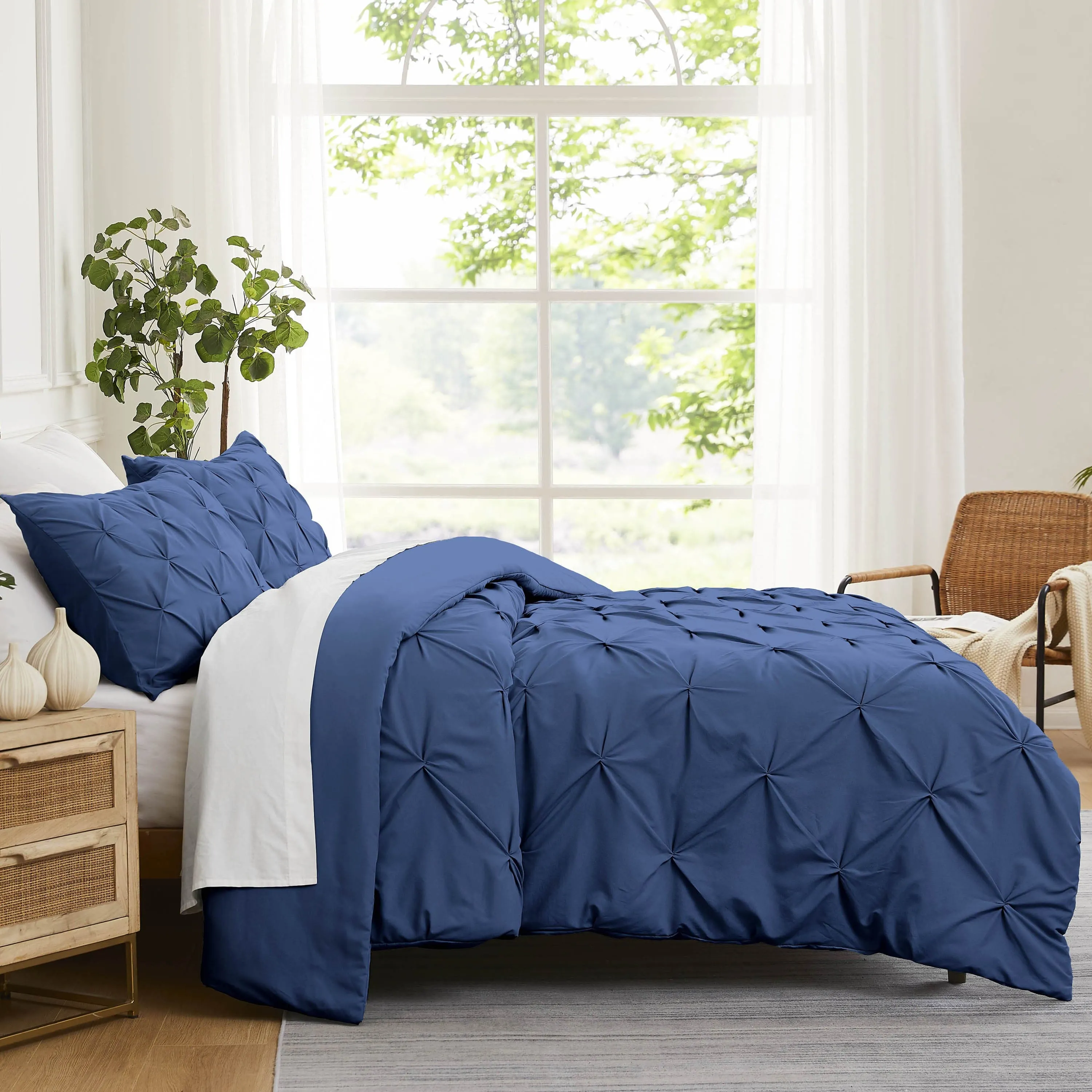 Pintuck Pinch Pleated Duvet Cover Set