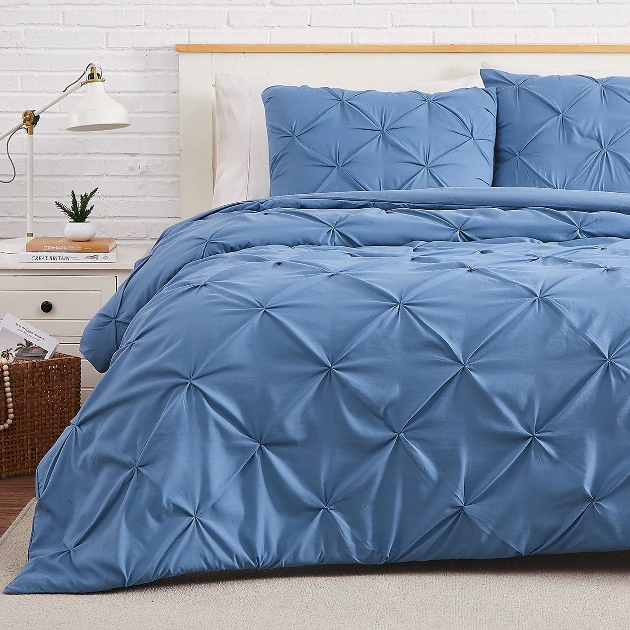 Pintuck Pinch Pleated Duvet Cover Set