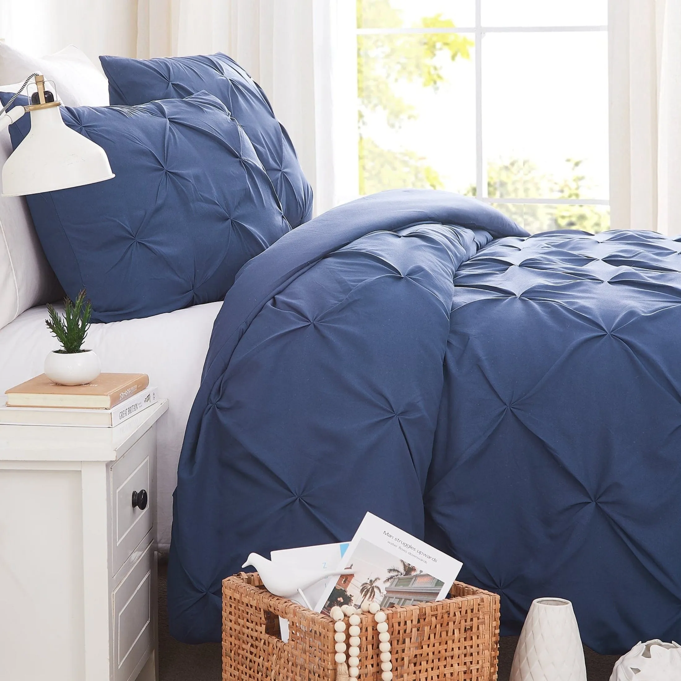 Pintuck Pinch Pleated Duvet Cover Set