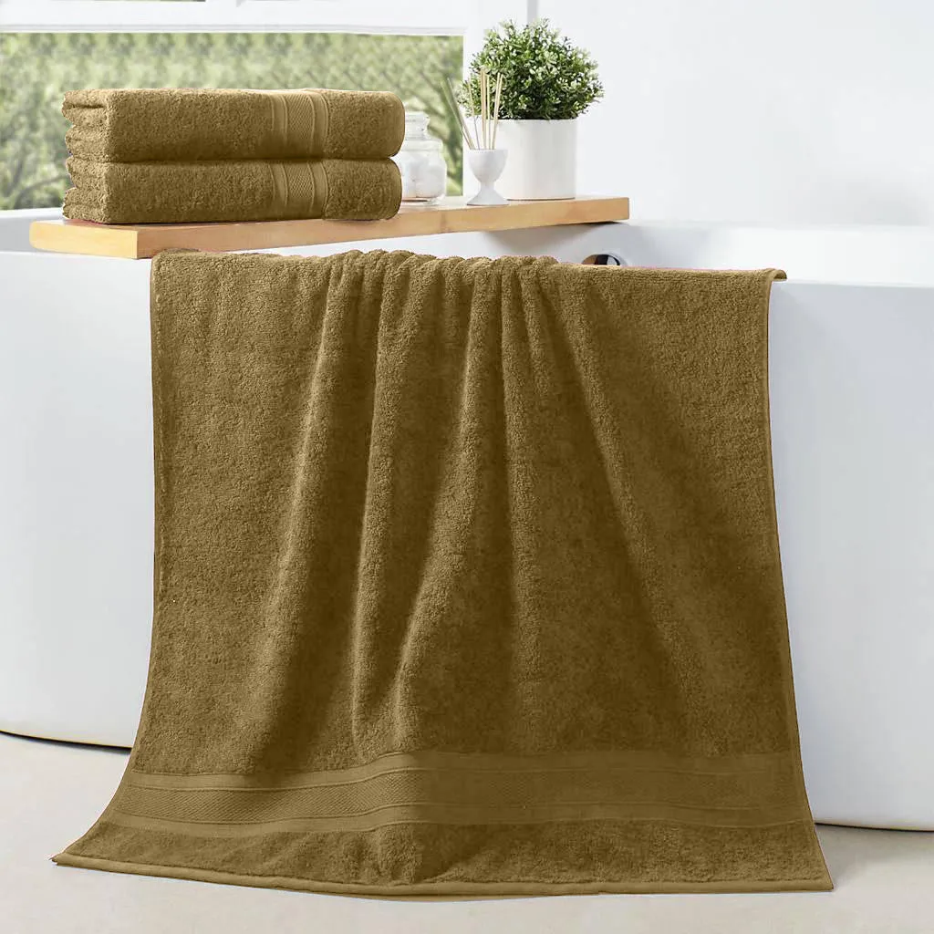 Premium Brown Pack of 2  600gsm High Quality Cotton Bath Towel 70x140cm