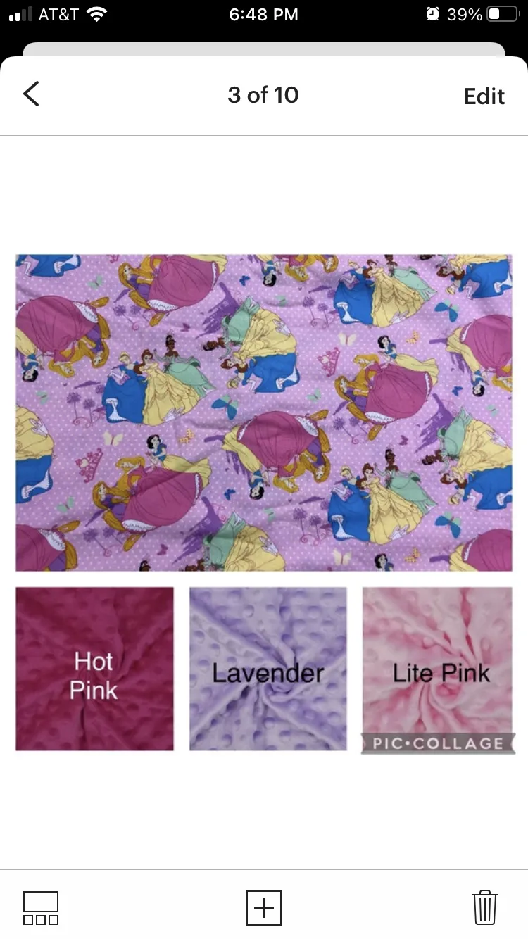 Princess Cinderella, Tiana, Sleeping Beauty - Weighted Blanket or Lap Pad Cotton Fabric - Toddler, Child, Teen, Adult -Dot Minky - Anxiety, Sleep.