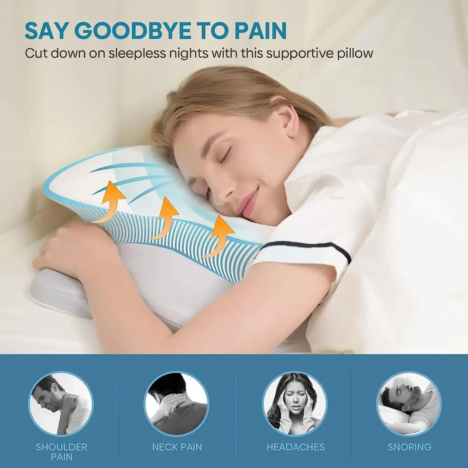 Pulatree Odorless Orthopedic Memory Foam Pillow | Ergonomic Cervical Pillow for Neck & Shoulder Pain Relief