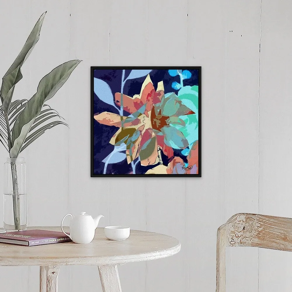 "Abstract Flower II" Black Float Frame Canvas Art