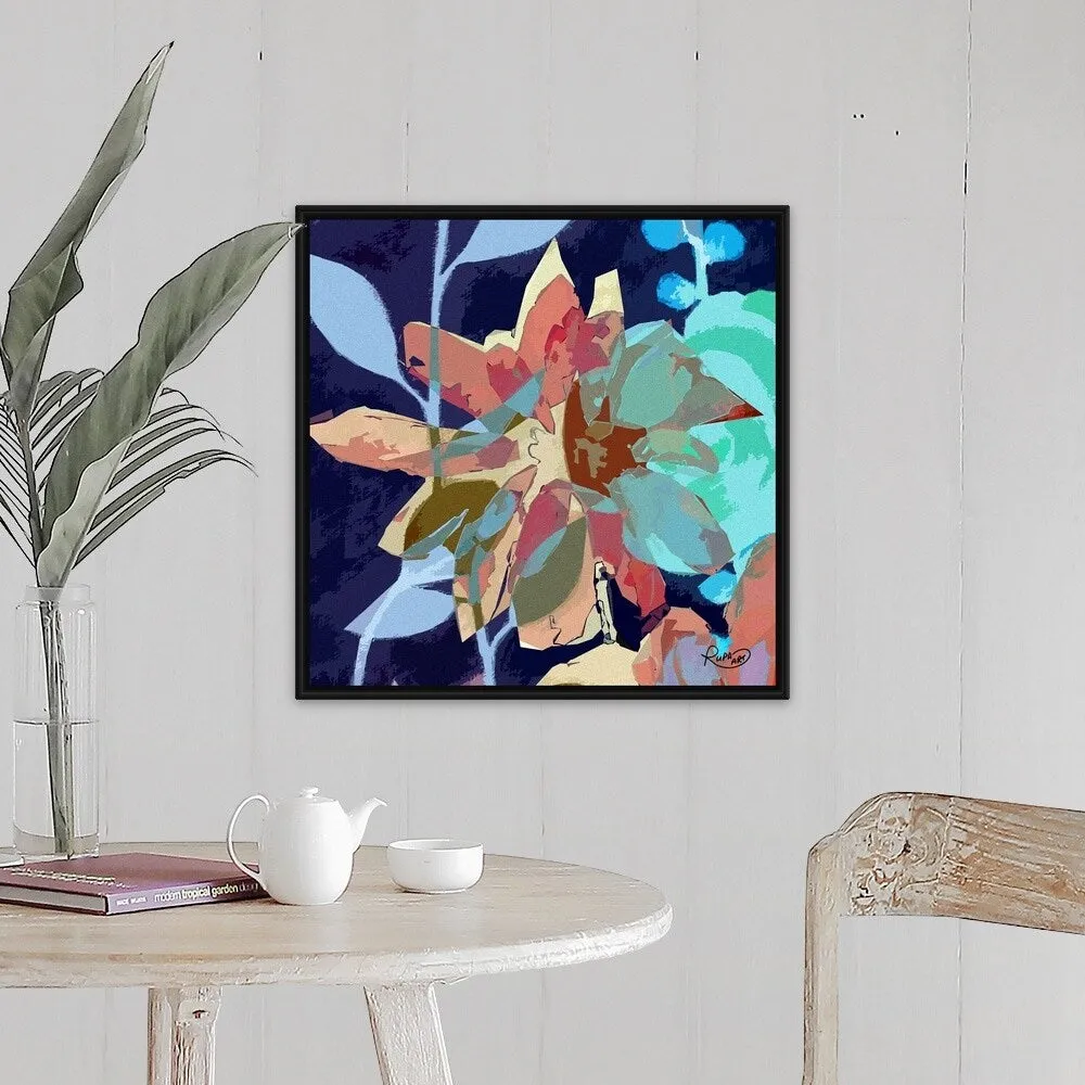 "Abstract Flower II" Black Float Frame Canvas Art