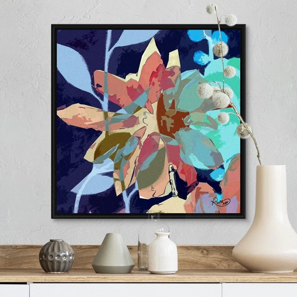 "Abstract Flower II" Black Float Frame Canvas Art