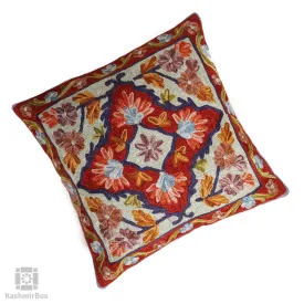 Reddish Creme Flowery Cushion Cover (Set of 3)