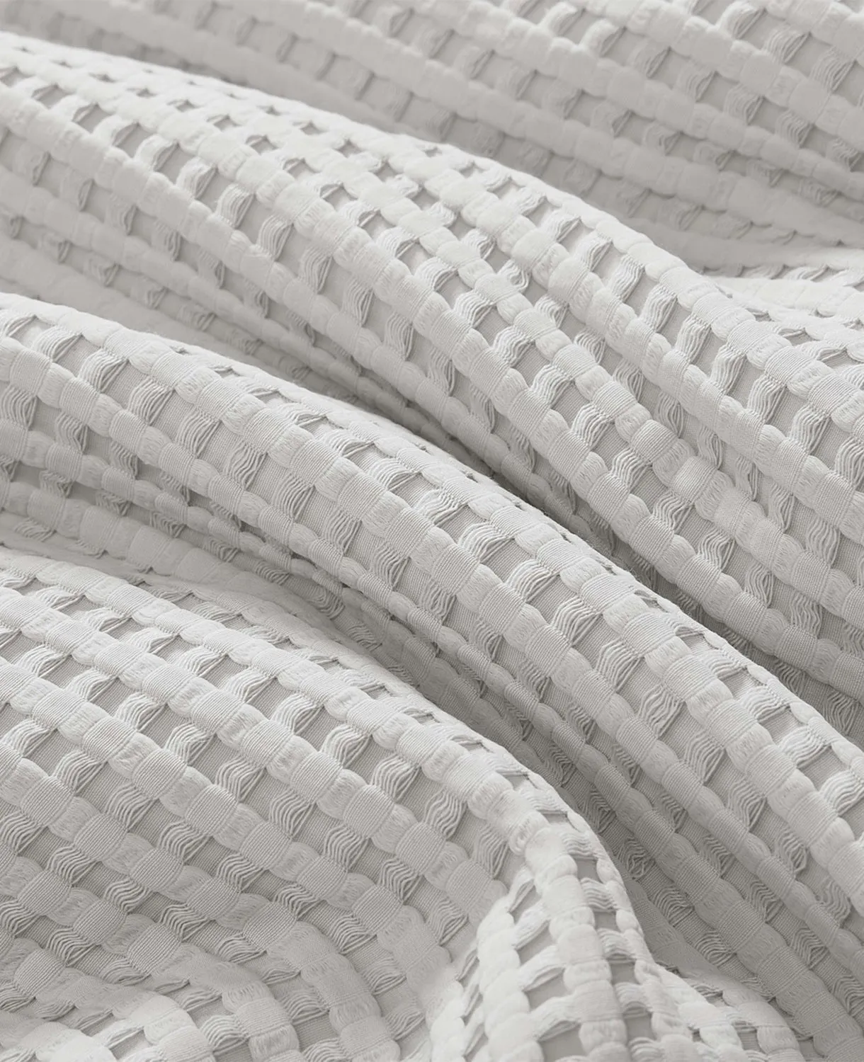 Reversible Solid Grey Waffle Duvet Cover Set