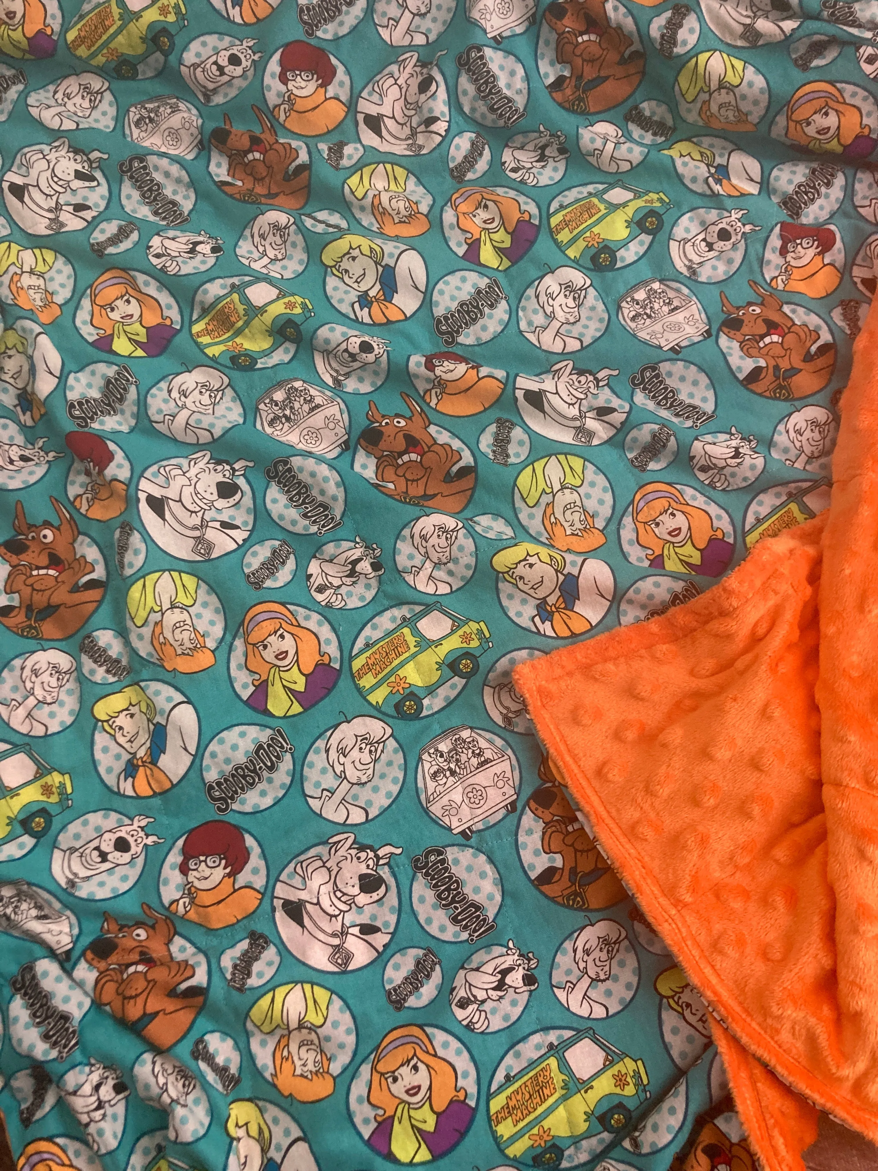 Scooby Doo- Weighted Blanket or Lap Pad Cotton Fabric - Toddler, Child, Teen, Adult -Dot Minky - Anxiety, Sleep.