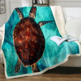 Sea Turtle Vibes Sherpa Blanket