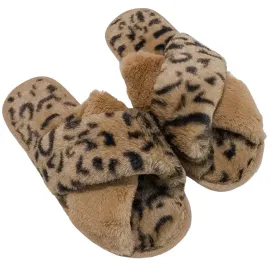 The Animal Print Fuzzy Slippers In Coffee