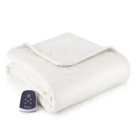 The Premier Micro Flannel Reverse to Ultra Velvet Heated Throw - Vanilla/Vanilla