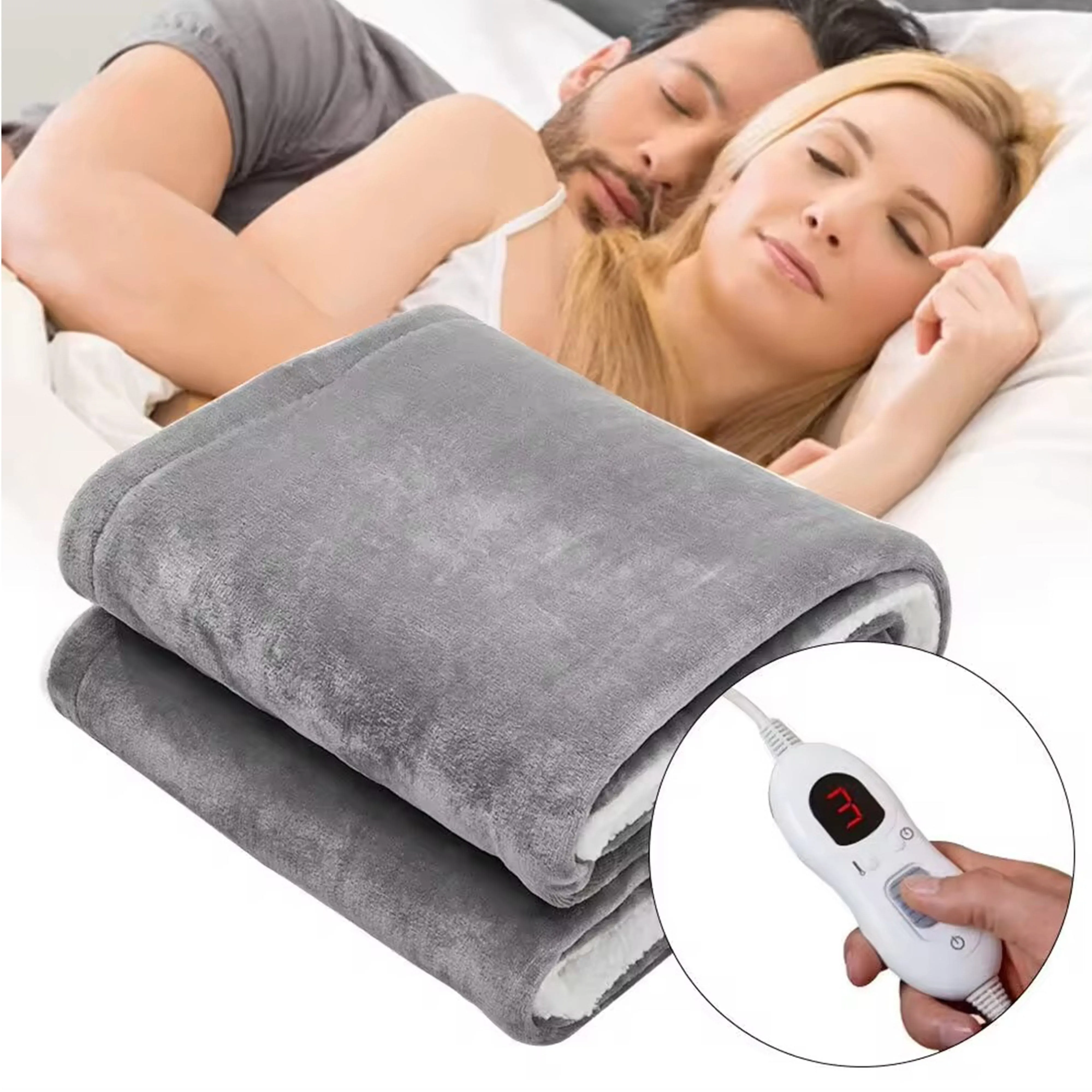 Ultra Soft Double Layer Electric Heated Throw Blanket with Adjustable Heat Settings & Overheat Protection by OLIVIA ROCCO